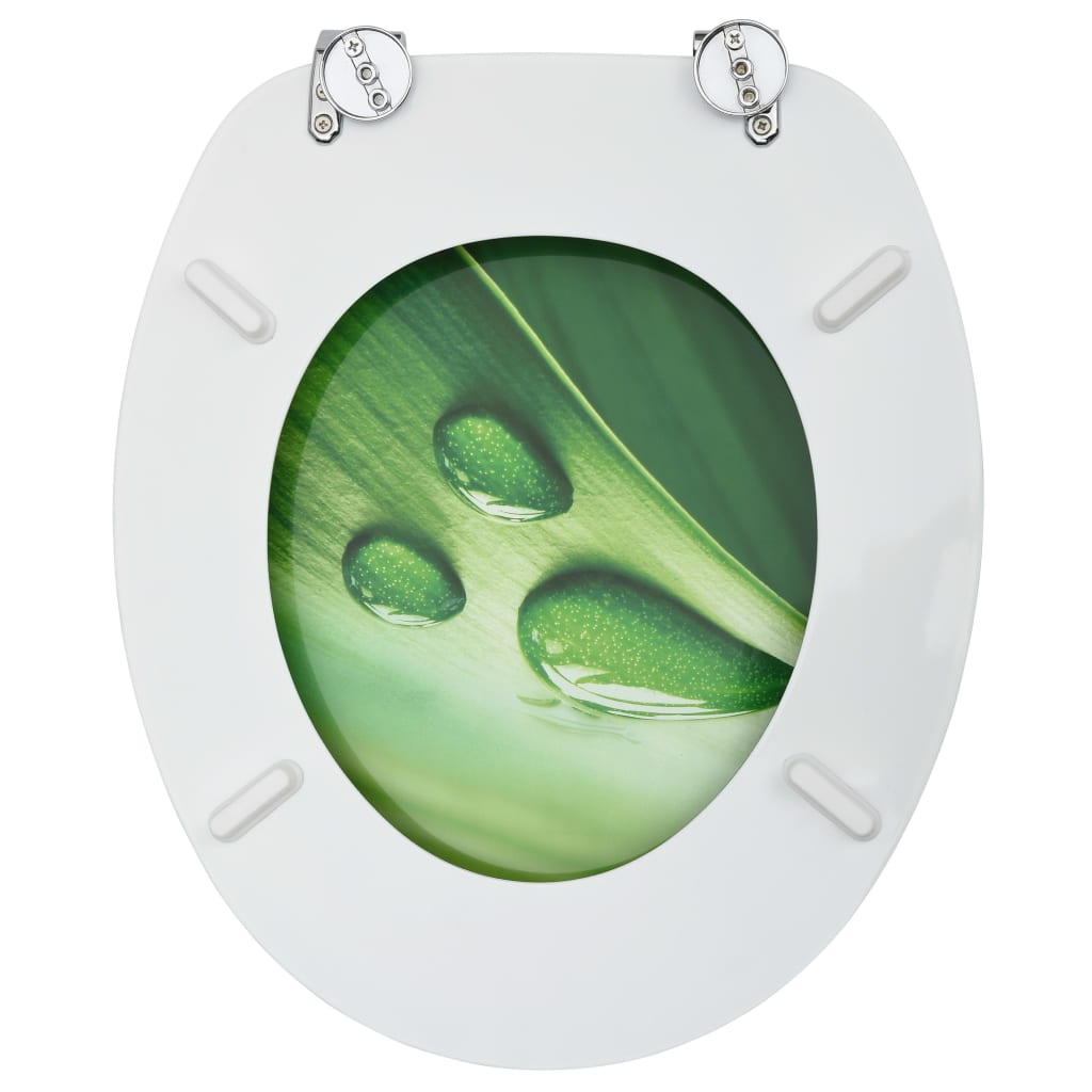 vidaXL tualetes poda sēdekļi ar vāku, 2 gab., zaļi, ūdens lāšu dizains