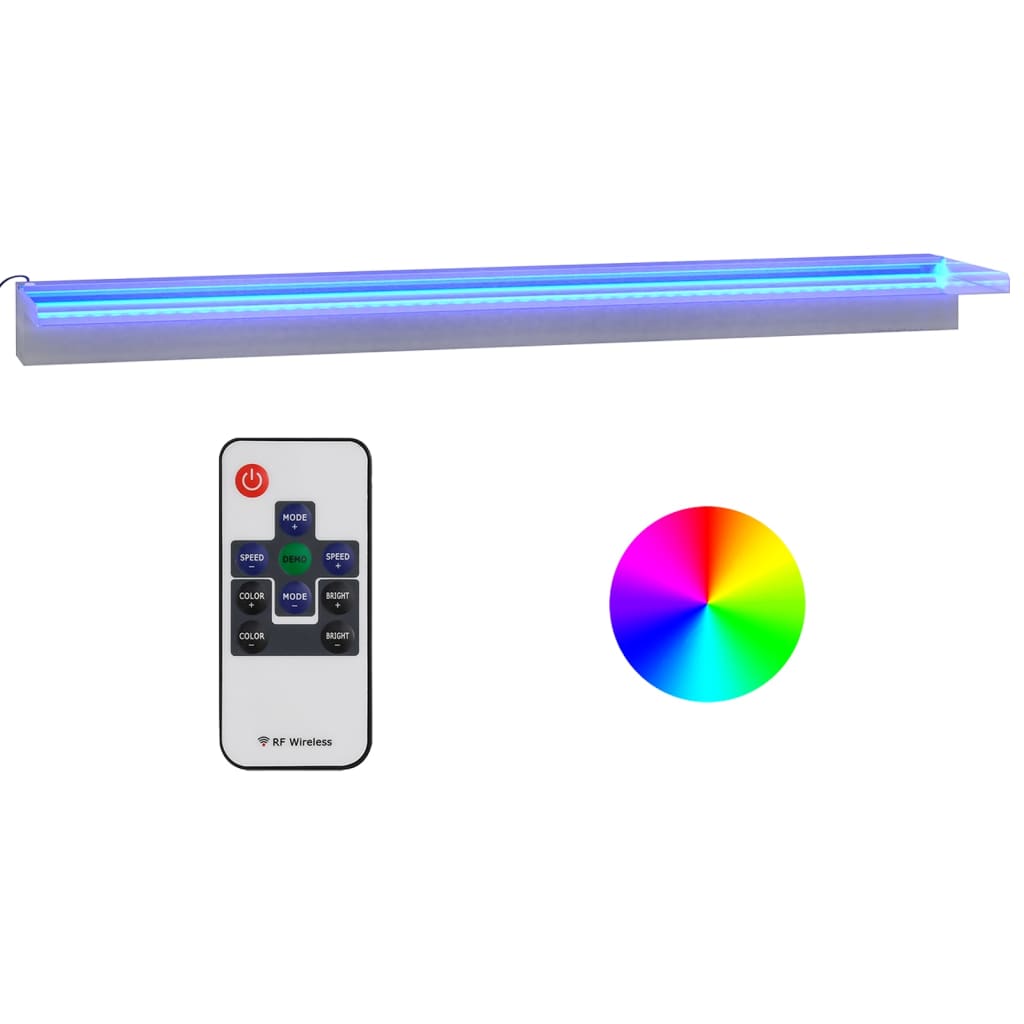 vidaXL ūdenskritums ar RGB LED gaismām, nerūsējošs tērauds, 108 cm