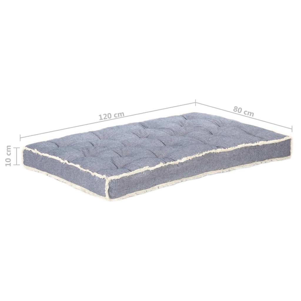 vidaXL palešu dīvāna matracis, 120x80x10 cm, zils