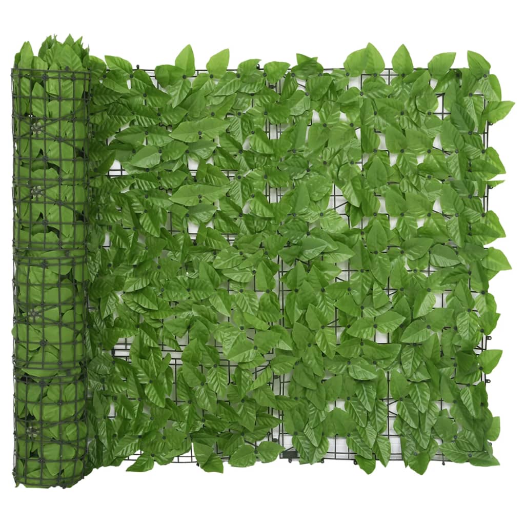 vidaXL balkona aizslietnis ar zaļām lapām, 300x100 cm