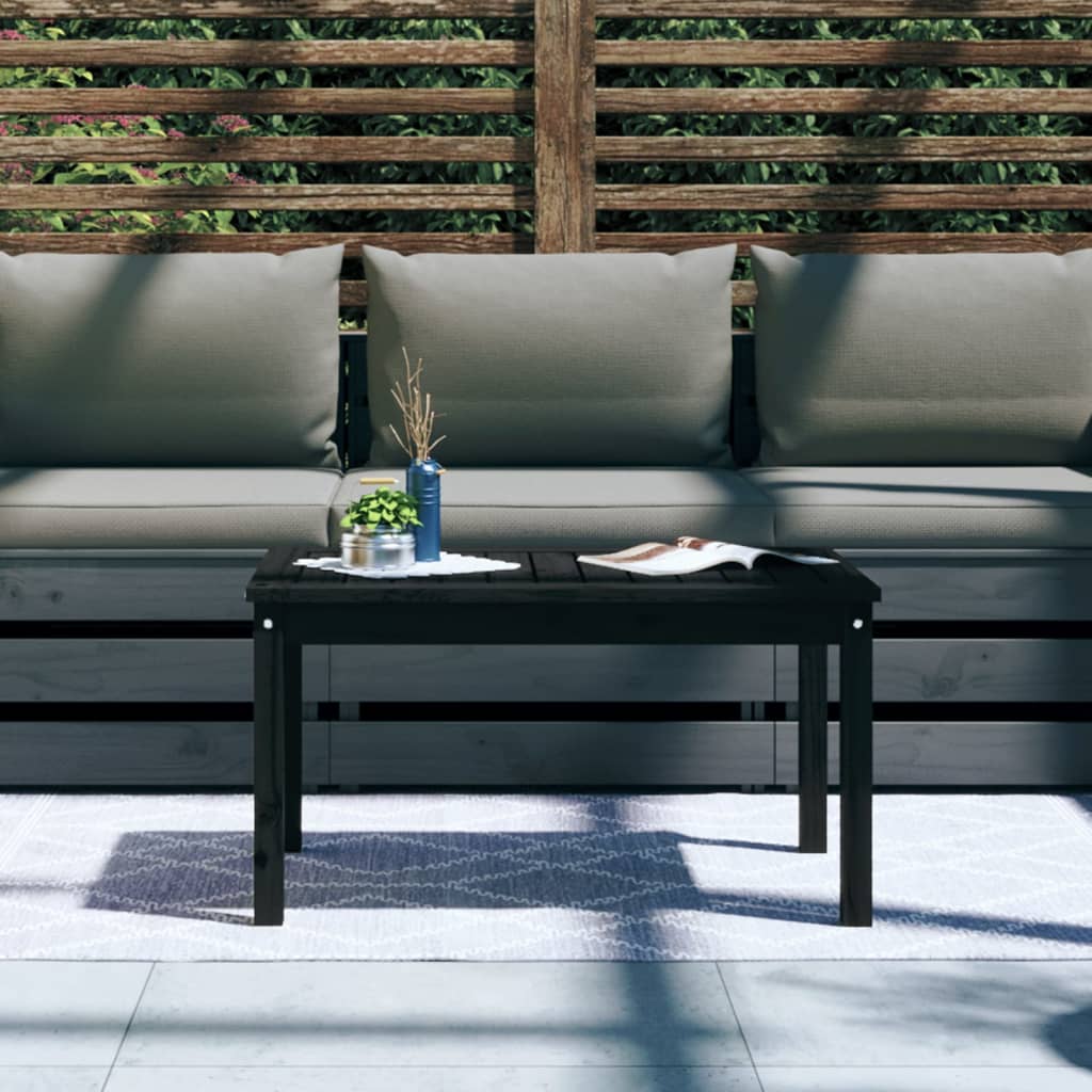 vidaXL dārza galds, melns, 82,5x50,5x45 cm, priedes masīvkoks