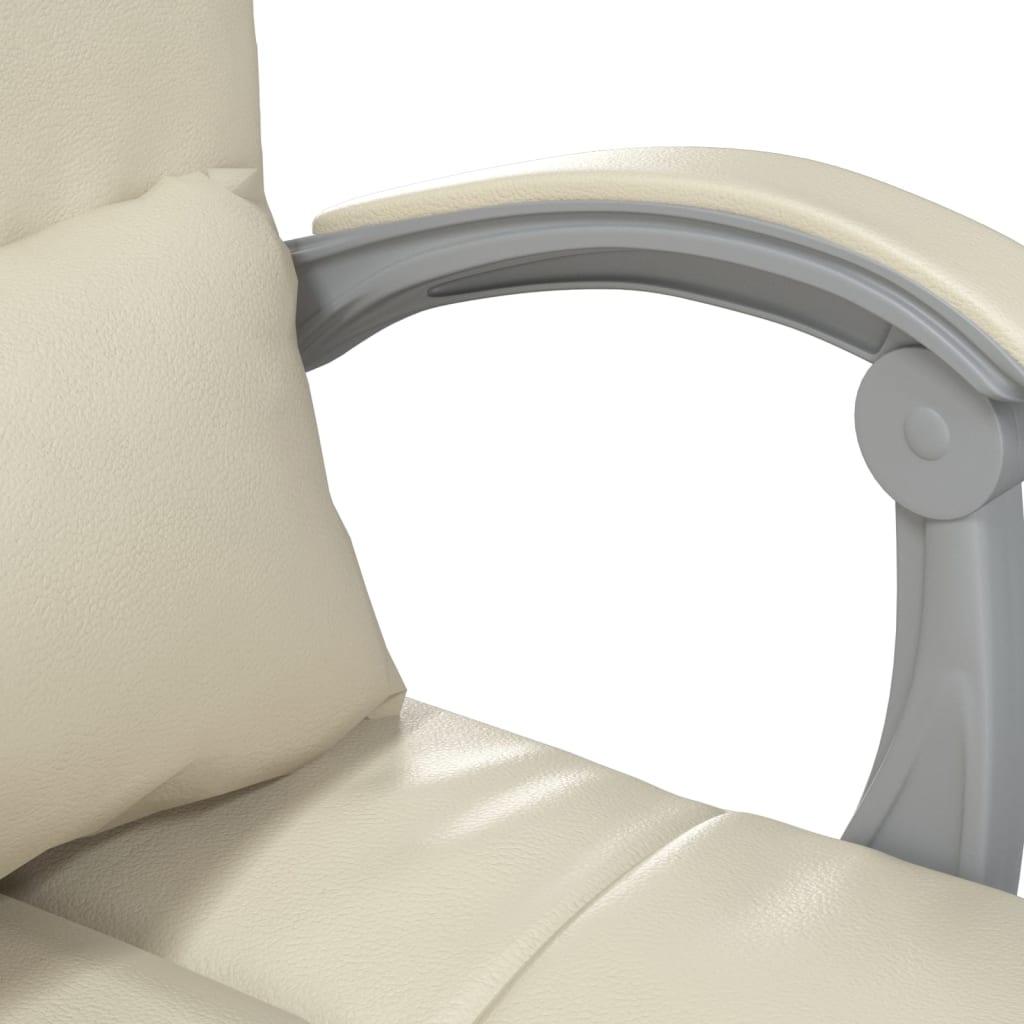 vidaXL biroja masāžas krēsls, atgāžams, krēmkrāsas mākslīgā āda