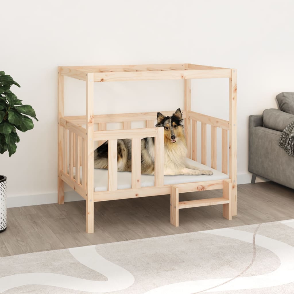 vidaXL suņu gulta, 105,5x83,5x100 cm, priedes masīvkoks