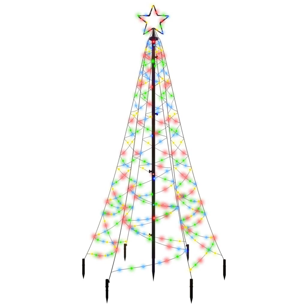 vidaXL Ziemassvētku egle ar pīķi, 200 krāsainas LED, 180 cm