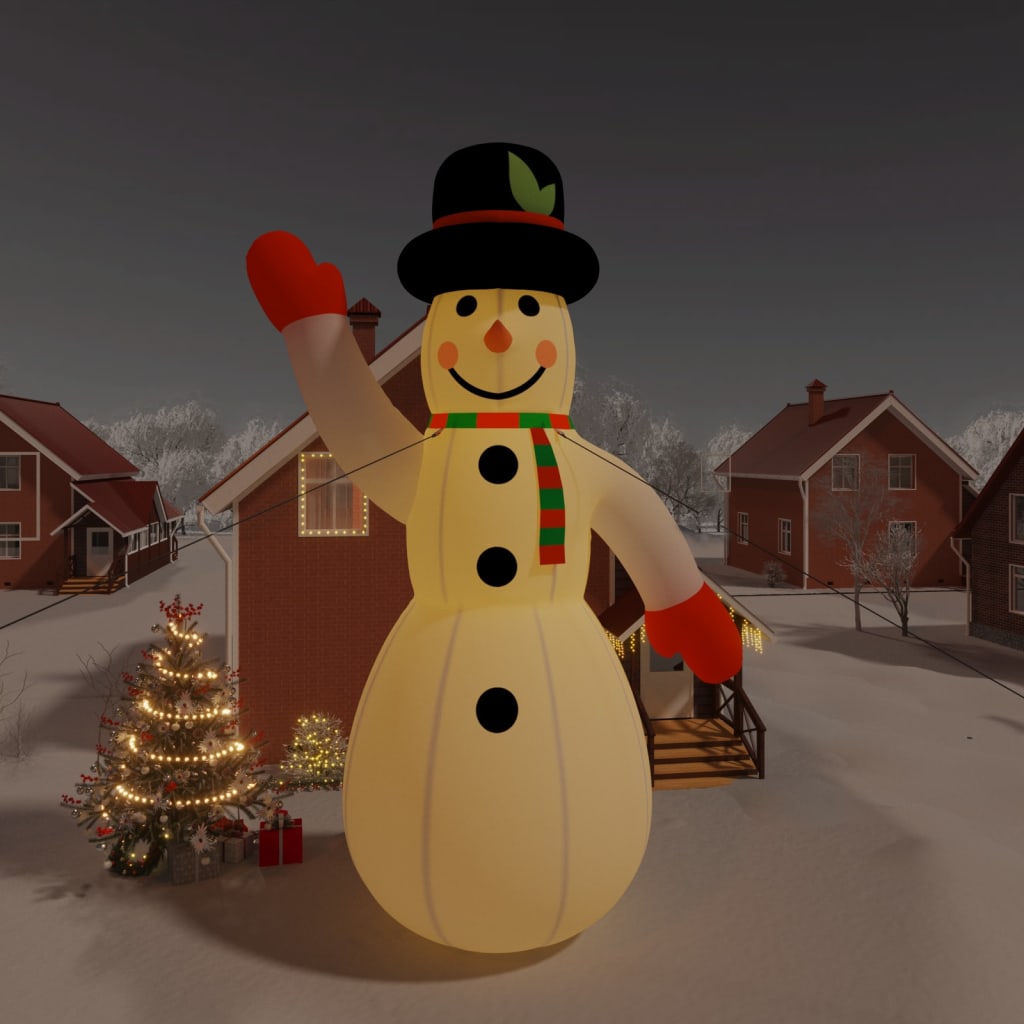 vidaXL piepūšams sniegavīrs ar LED, 1000 cm