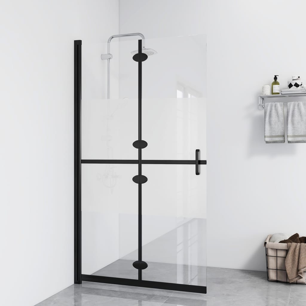 vidaXL dušas siena, salokāma, daļēji matēts ESG stikls, 110x190 cm