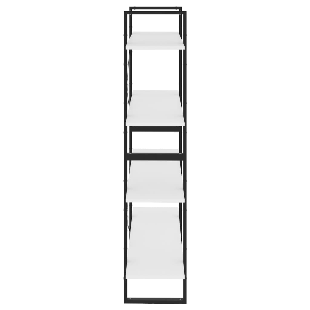 vidaXL 4-līmeņu grāmatu plaukts, balts, 100x30x140 cm, skaidu plāksne