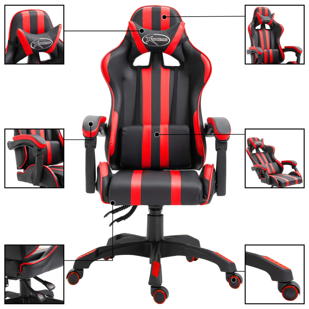 vidaXL datorspēļu krēsls, sarkana mākslīgā āda