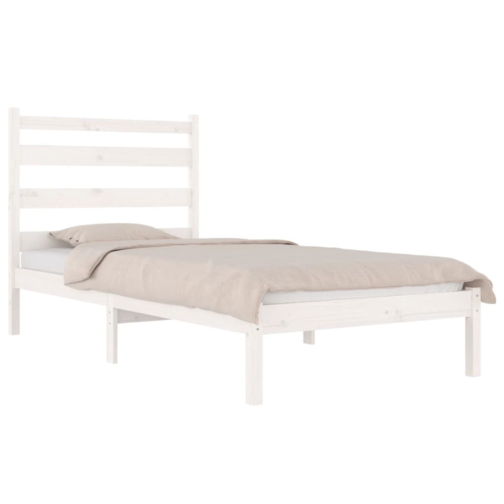 vidaXL gultas rāmis, balts, masīvkoks, 90x190 cm, vienvietīgs