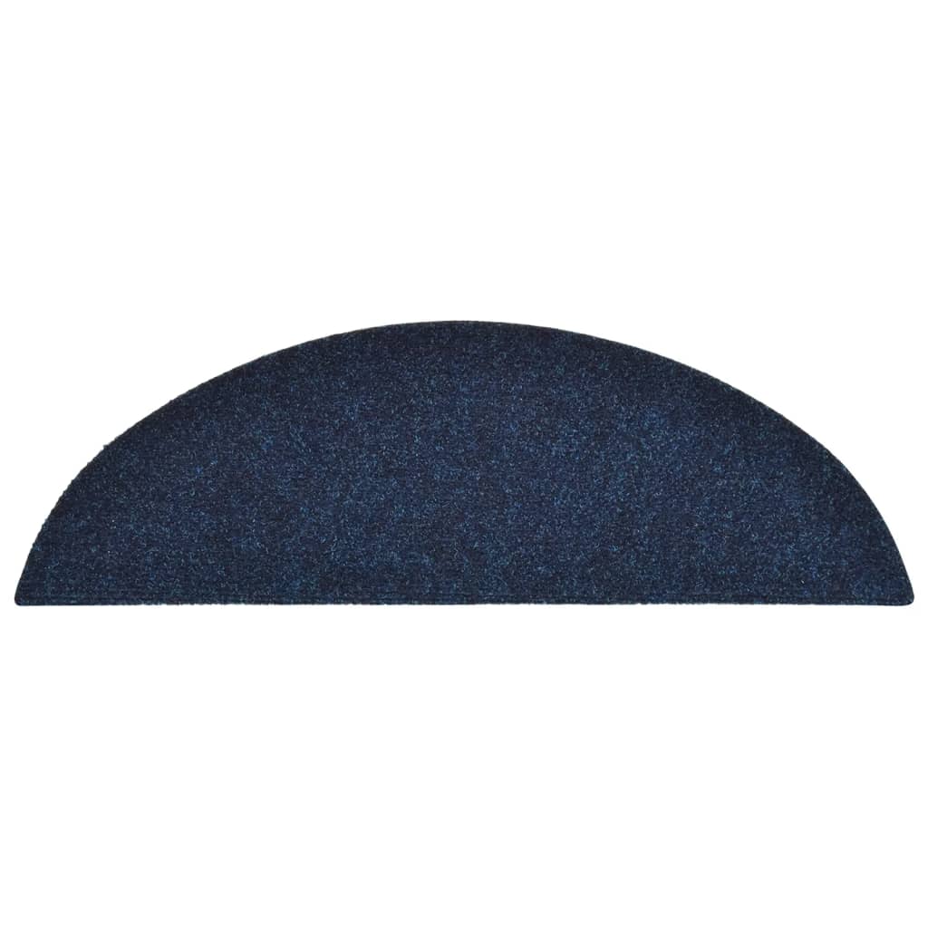 vidaXL kāpņu paklāji, 10 gab., pašlīmējoši, 56x17x3 cm, tumši zili