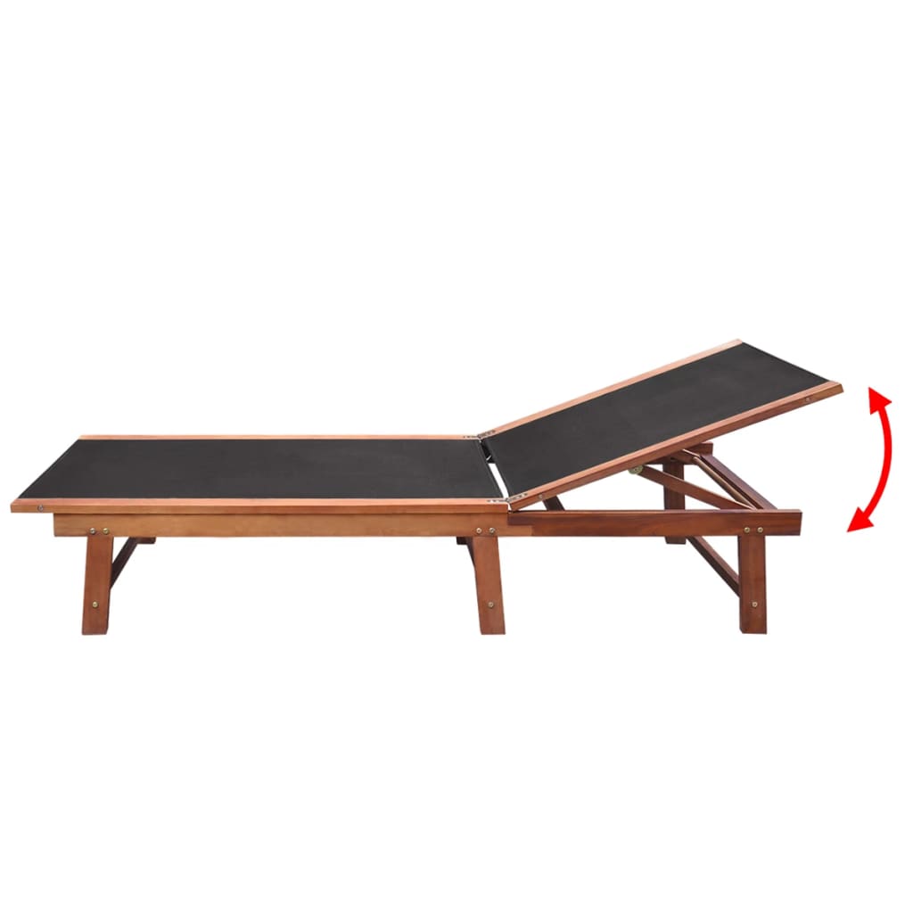 vidaXL sauļošanās zviļņi, 2 gb., ar galdiņu, akācijas koks, tekstilēns
