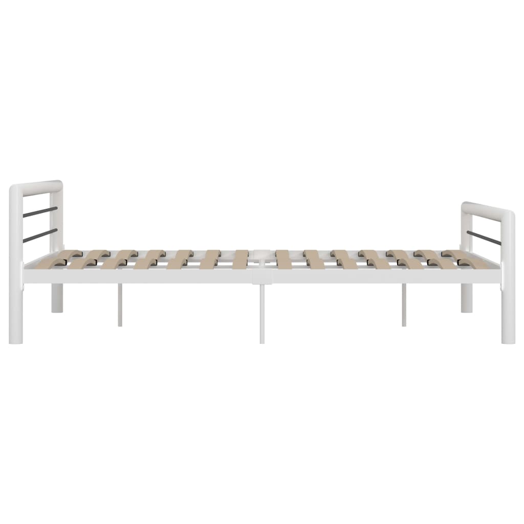 vidaXL gultas rāmis, balts ar melnu, metāls, 180x200 cm