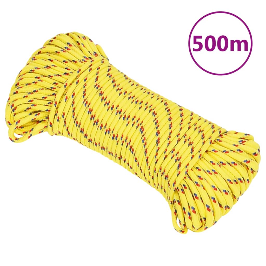 vidaXL laivu virve, dzeltena, 5 mm, 500 m, polipropilēns