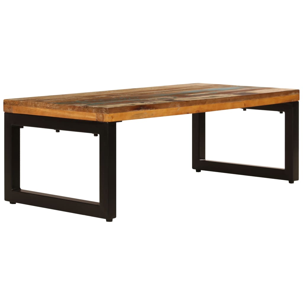 vidaXL kafijas galdiņš, 100x50x35 cm, pārstrādāts masīvkoks un tērauds