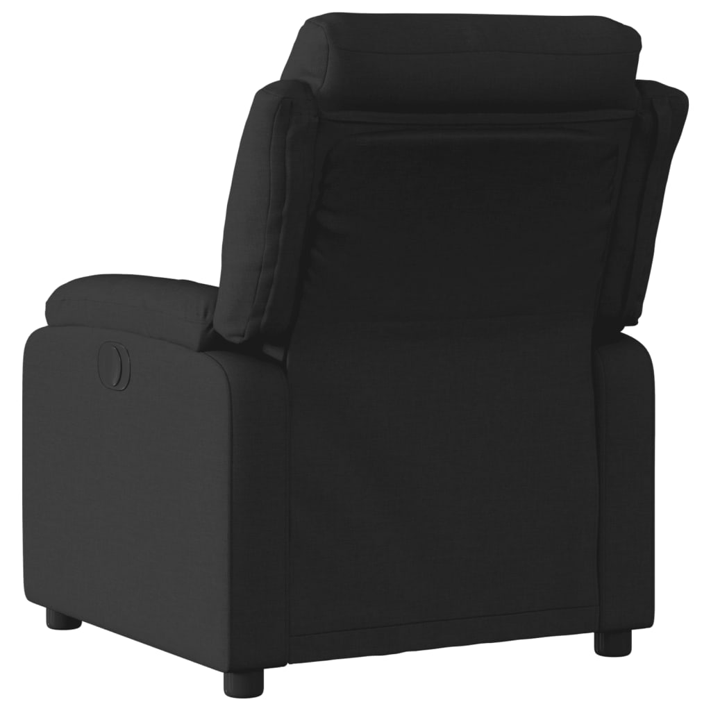 vidaXL elektrisks atpūtas krēsls, atgāžams, melns audums