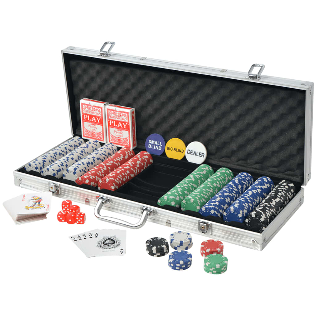 vidaXL pokera komplekts ar 500 alumīnija žetoniem