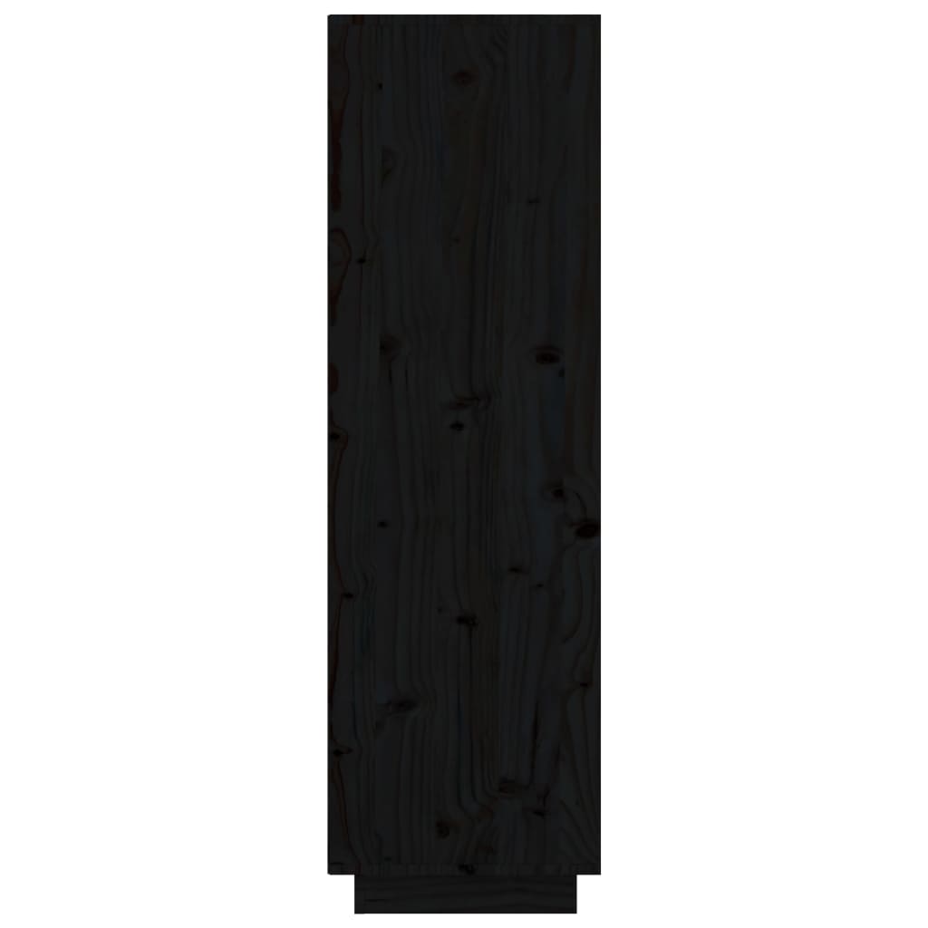 vidaXL augstais skapītis, melns, 74x35x117 cm, priedes masīvkoks