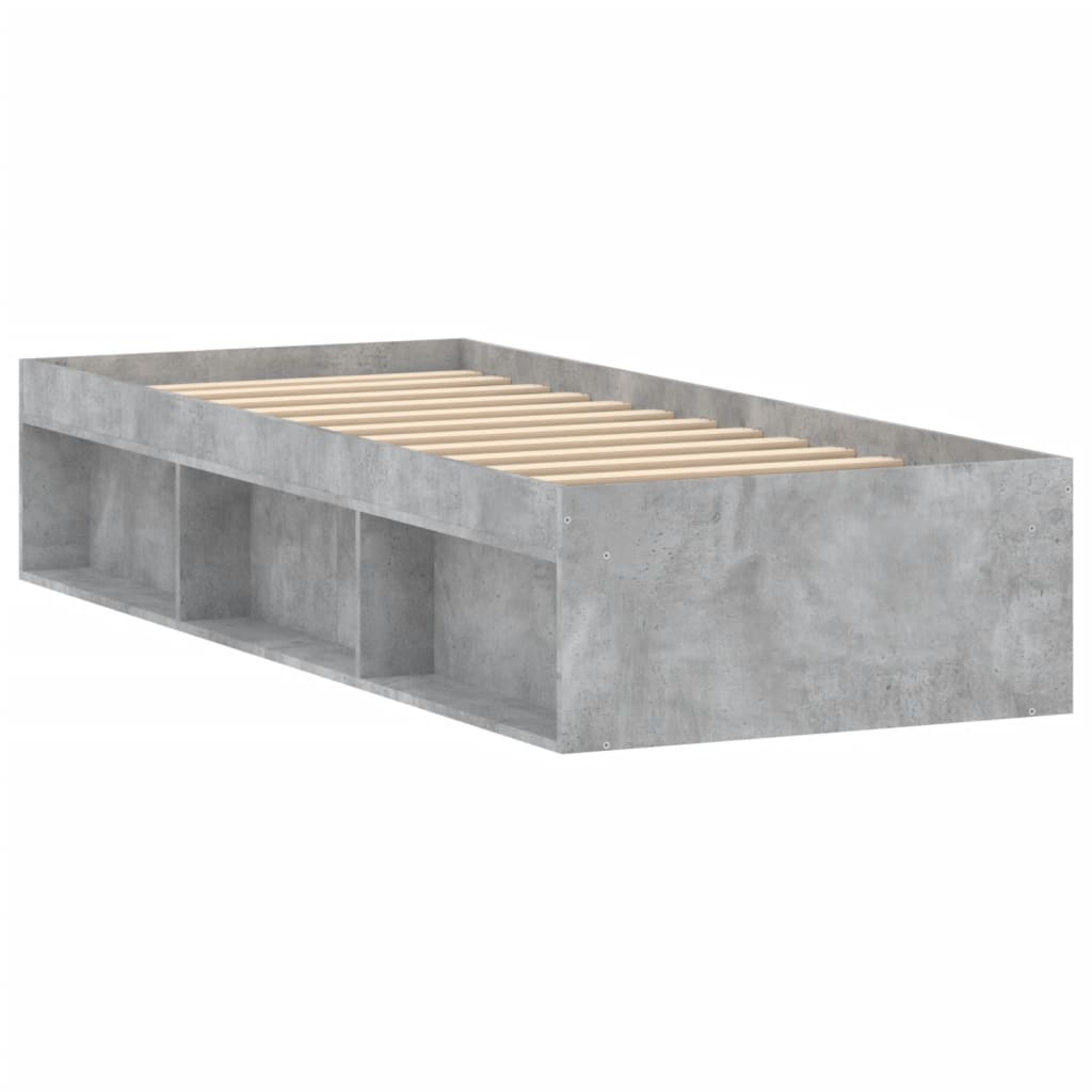 vidaXL gultas rāmis, betona pelēks, 75x190 cm