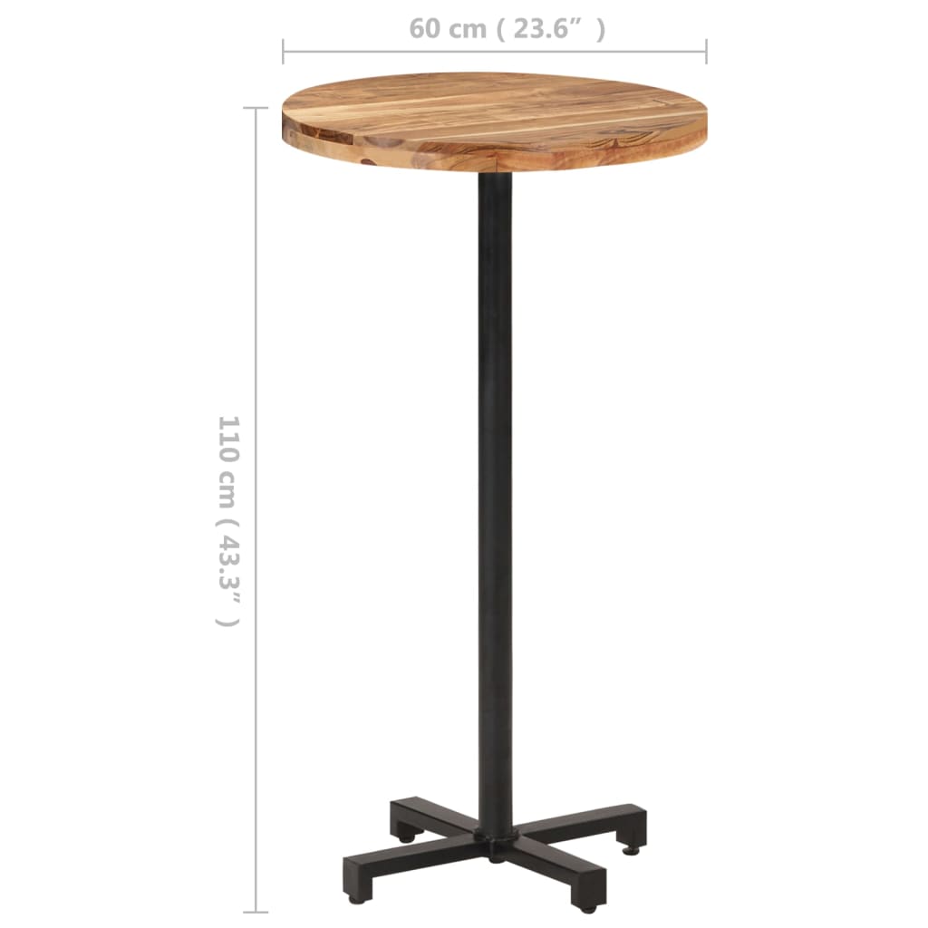 vidaXL bāra galds, apaļš, Ø60x110 cm, akācijas masīvkoks