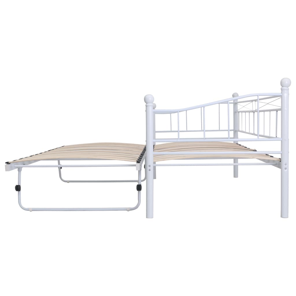 vidaXL gultas rāmis, balts tērauds, 180x200/90x200 cm