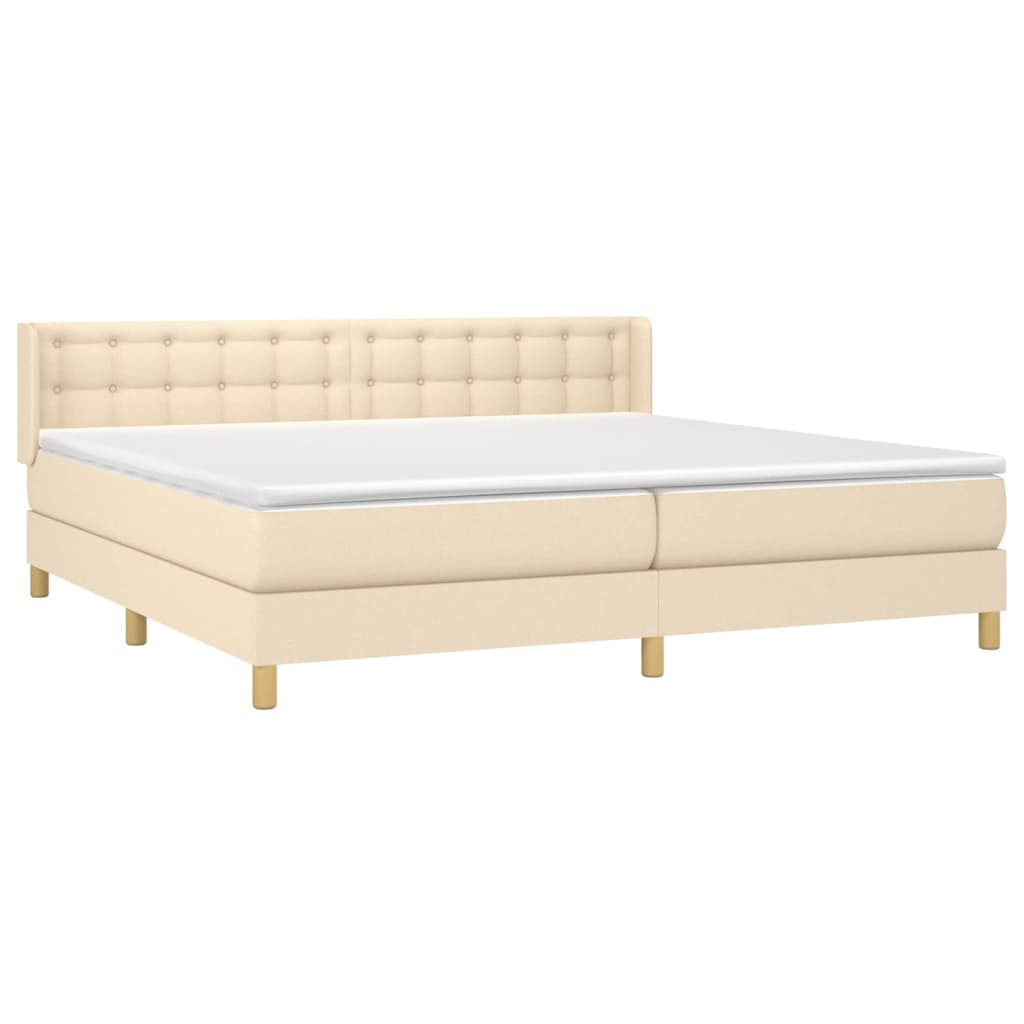 vidaXL atsperu gulta ar matraci, krēmkrāsas, 160x200 cm, audums