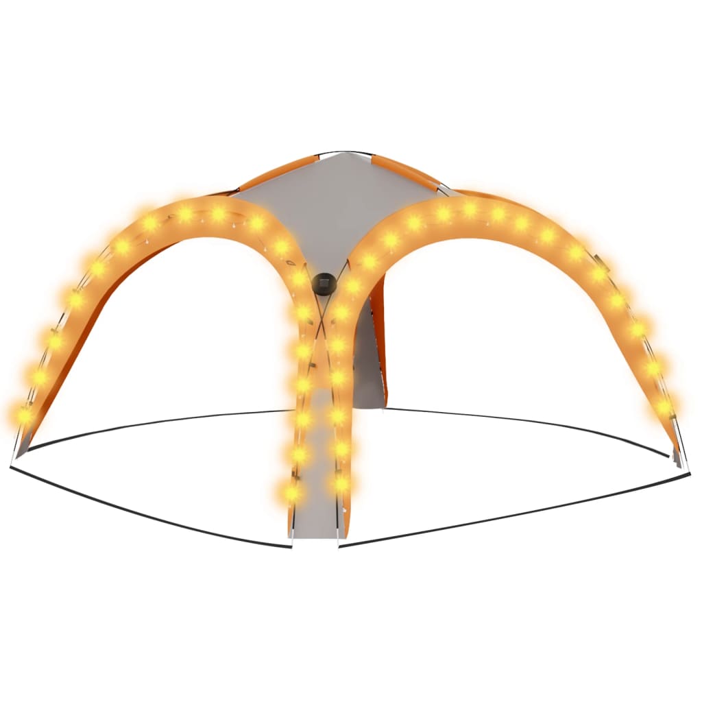 vidaXL svinību telts, LED, 4 sānu sienas, 3,6x3,6x2,3m, pelēka, oranža
