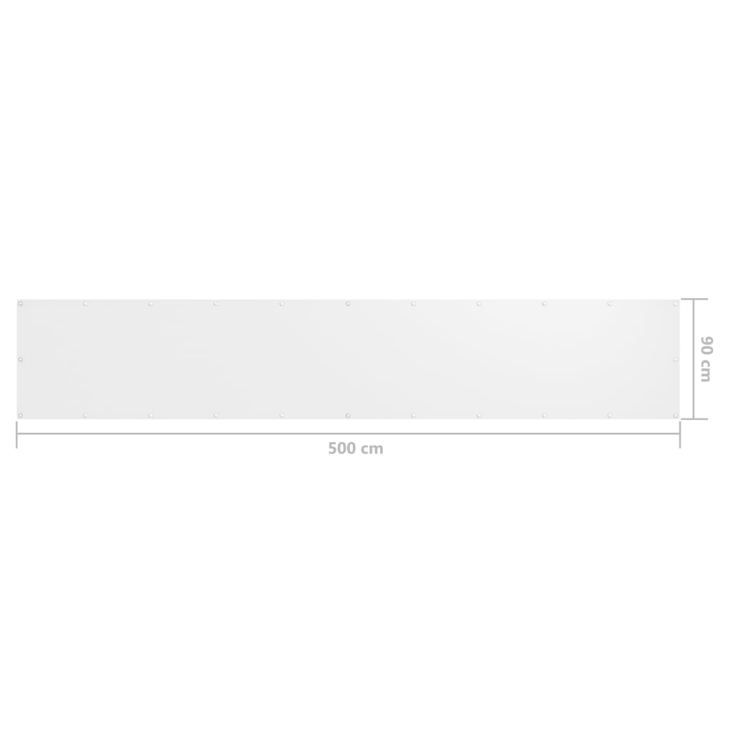 vidaXL balkona aizslietnis, 90x500 cm, balts audums