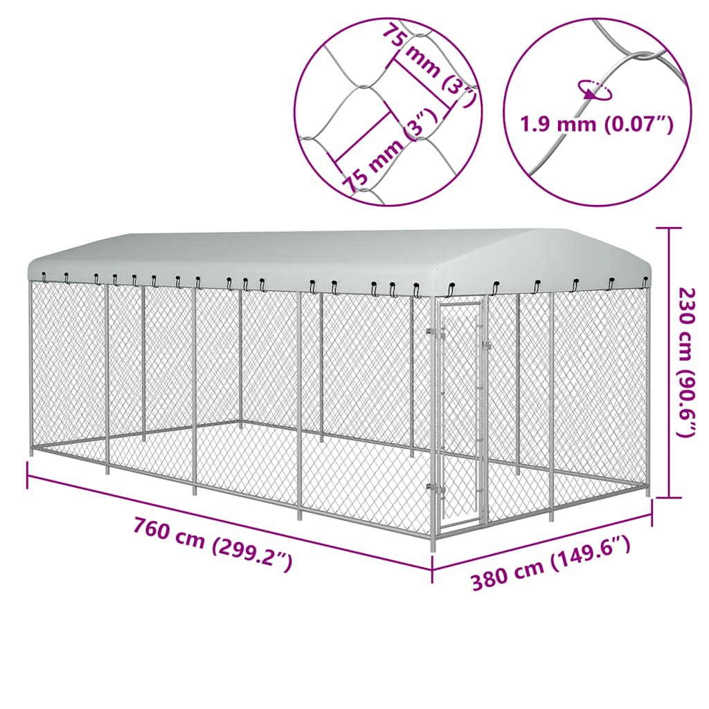 vidaXL suņu voljērs ar jumtu, 8x4x2,3 m