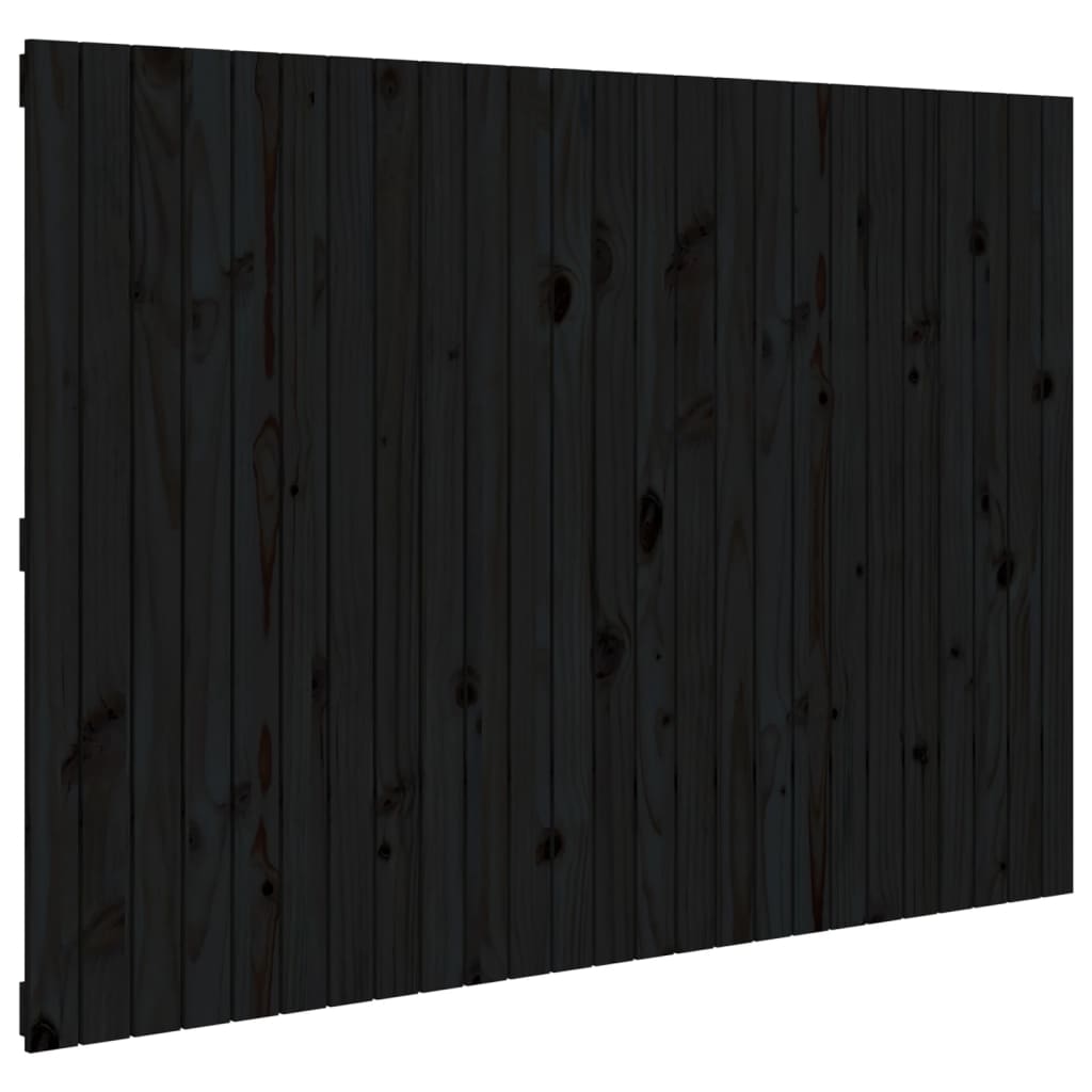 vidaXL sienas galvgalis, melns, 159,5x3x110 cm, priedes masīvkoks