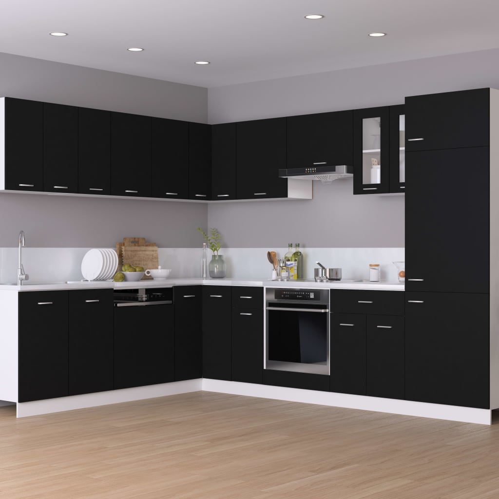 vidaXL virtuves skapītis, melns, 29,5x31x60 cm, skaidu plāksne