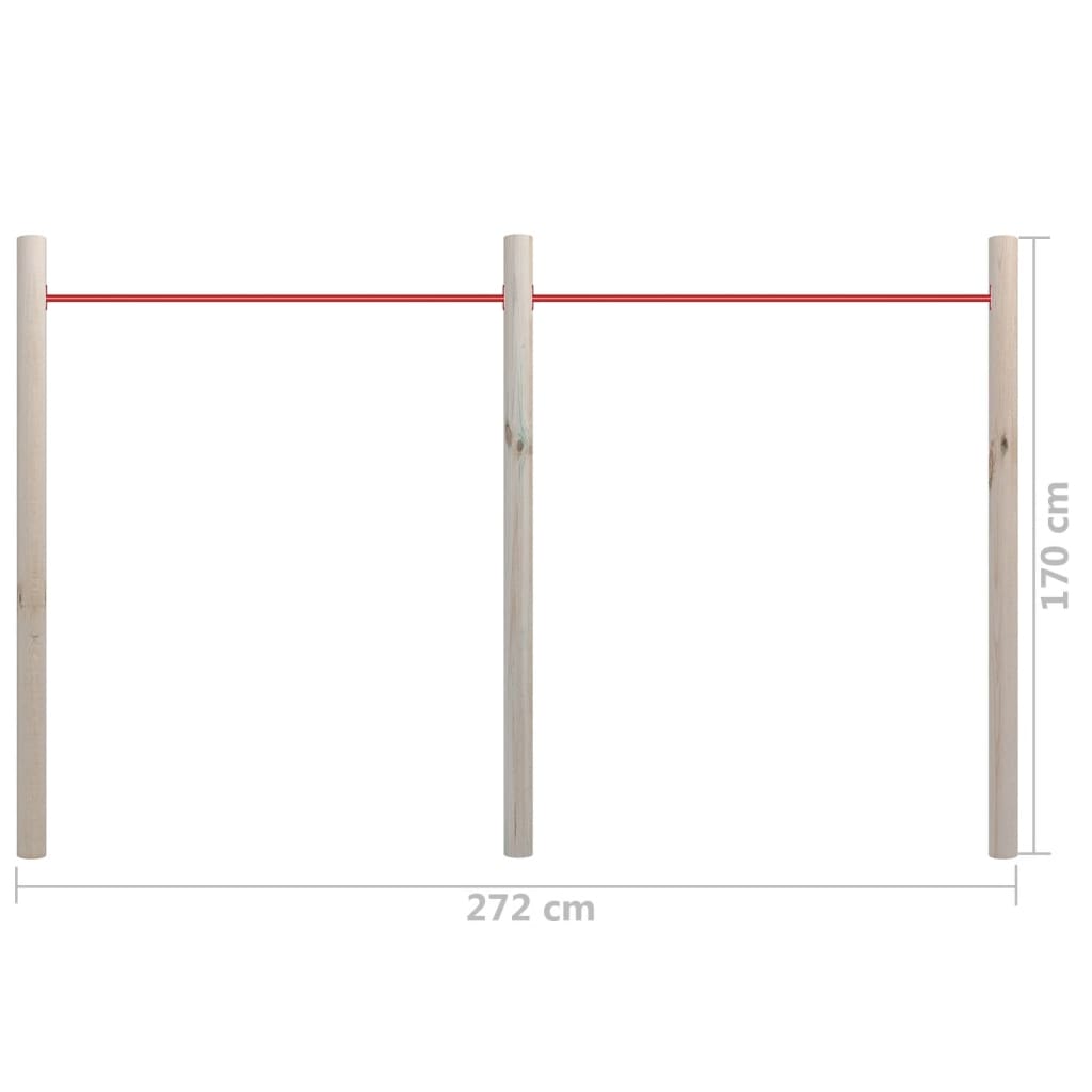 vidaXL āra vingrošanas stieņi, 272x170 cm, impregnēta priede, tērauds