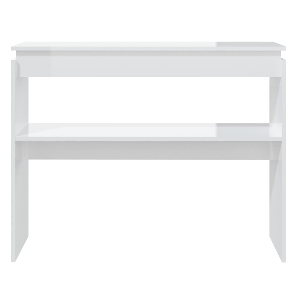 vidaXL konsoles galdiņš, spīdīgi balts, 102x30x80 cm, skaidu plāksne