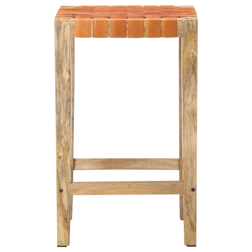 vidaXL bāra krēsli, 2 gab., brūna dabīgā āda, 75 cm