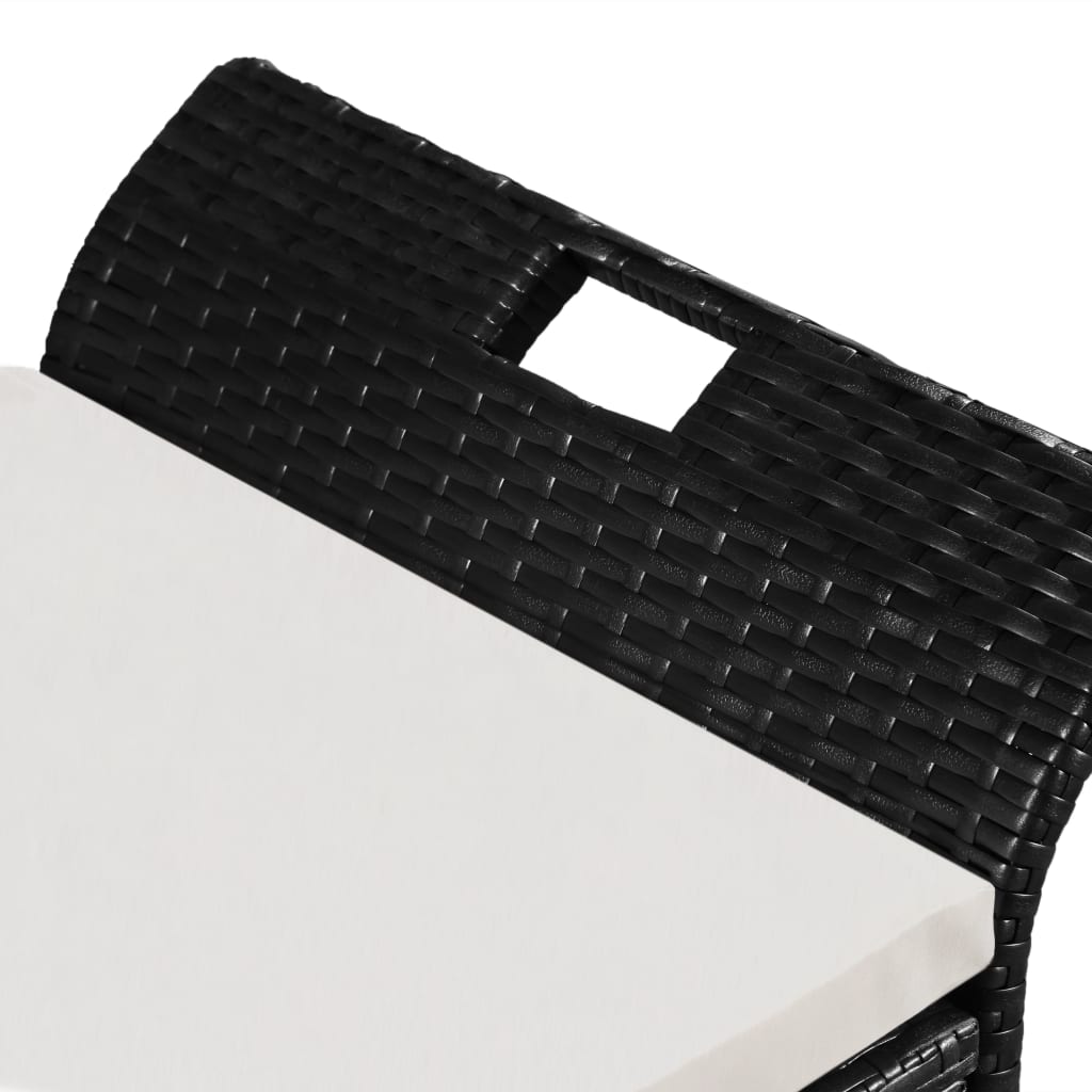 vidaXL uzglabāšanas sols ar matraci, 138 cm, PE rotangpalma, melns