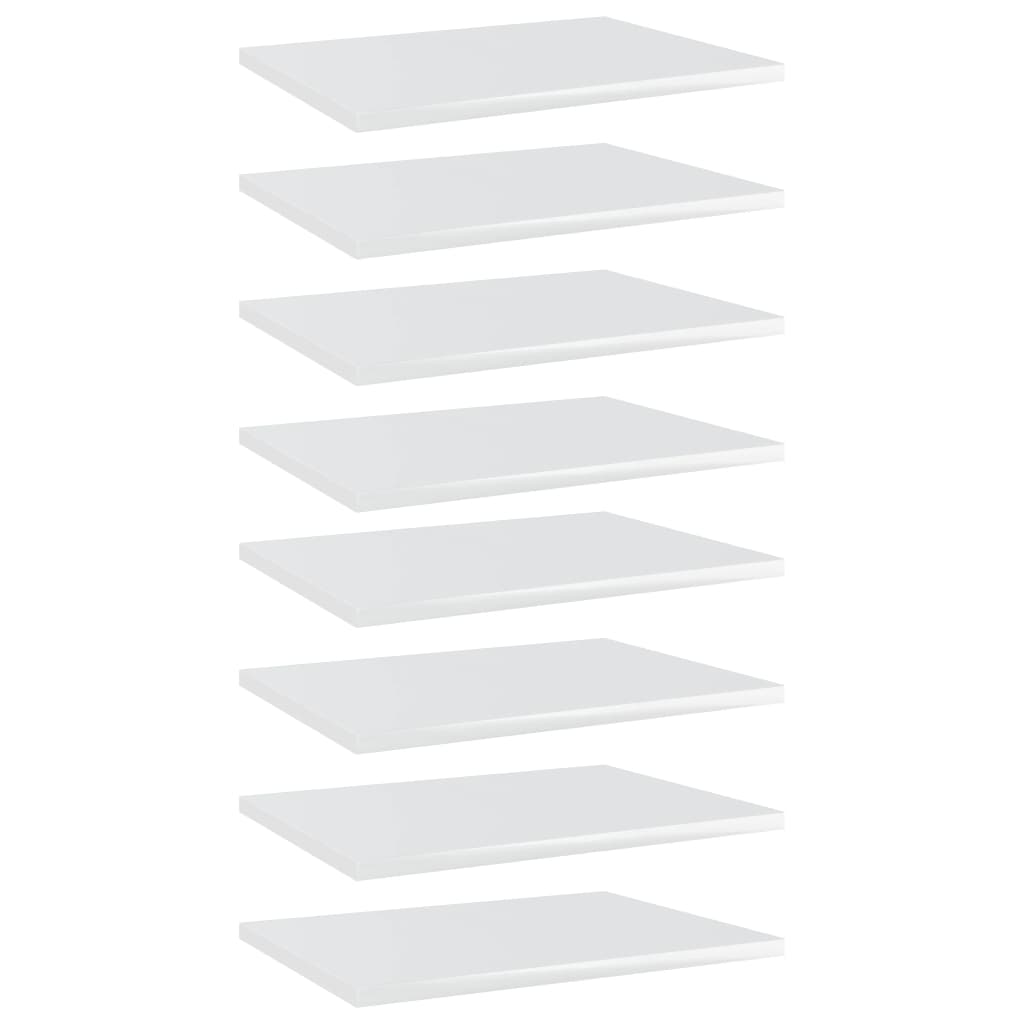 vidaXL plauktu dēļi, 8 gab., spīdīgi balti, 40x30x1,5cm, skaidu plātne