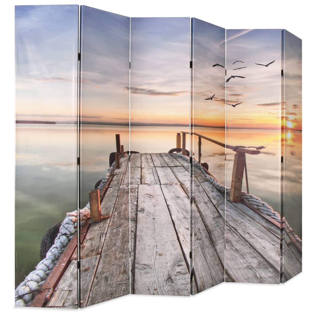 vidaXL istabas aizslietnis, 228x170 cm, saliekams, ezera ainava