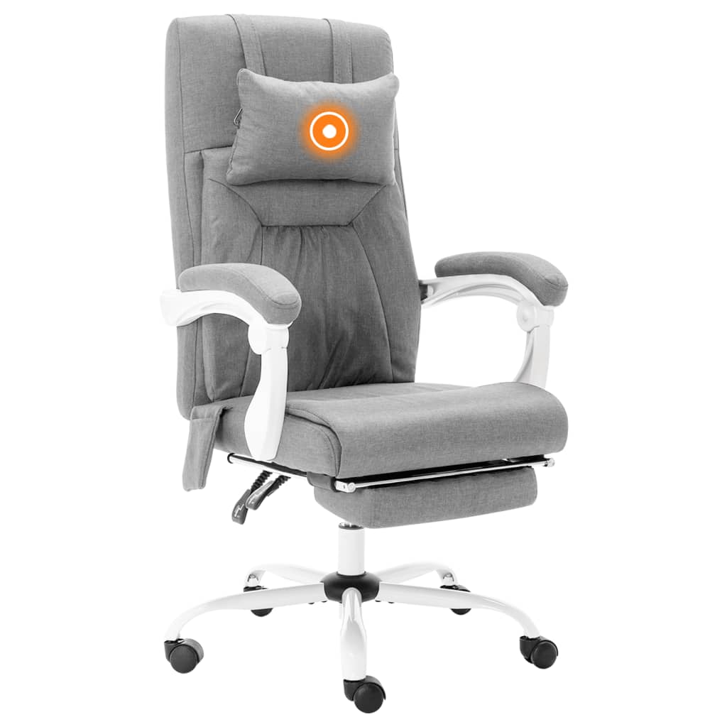 vidaXL biroja masāžas krēsls, pelēks audums