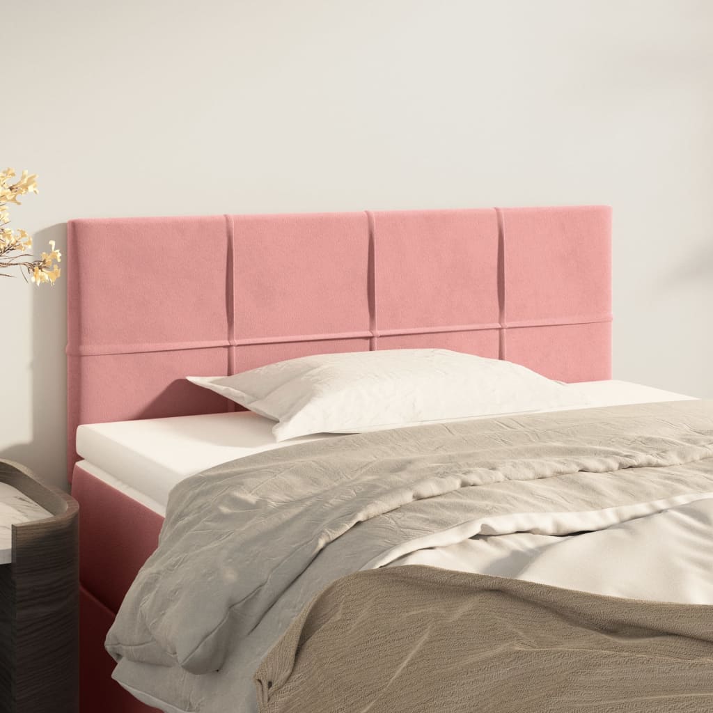 vidaXL gultas galvgalis, 80x5x78/88 cm, rozā samts
