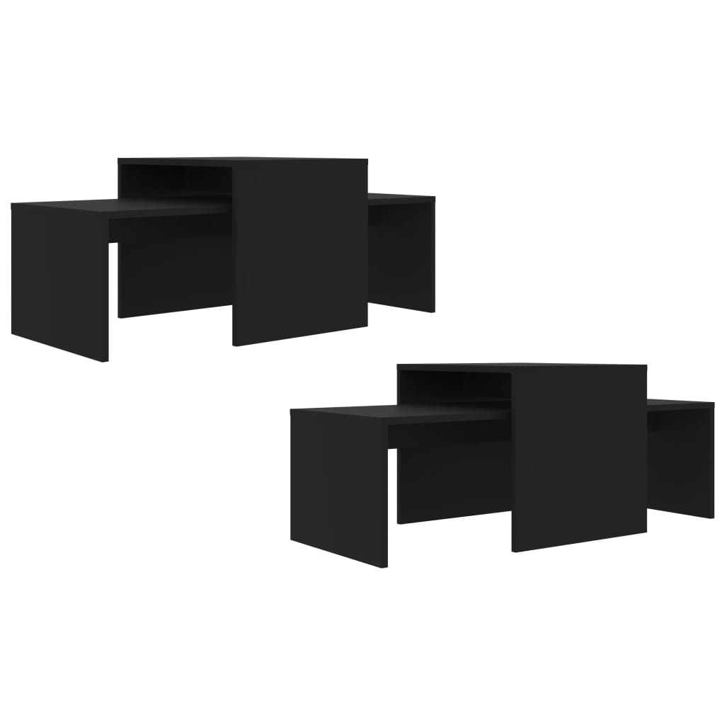 vidaXL kafijas galdiņu komplekts, melns, 100x48x40 cm, skaidu plāksne