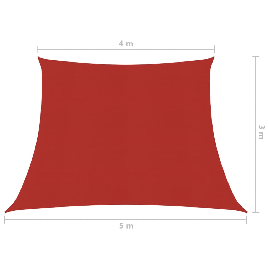 vidaXL saulessargs, 160 g/m², sarkans, 4/5x3 m, HDPE