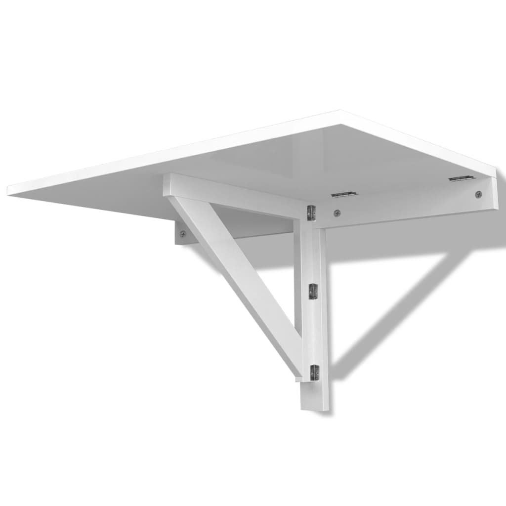 vidaXL pie sienas stiprināms galds, salokāms, balts, 100x60 cm