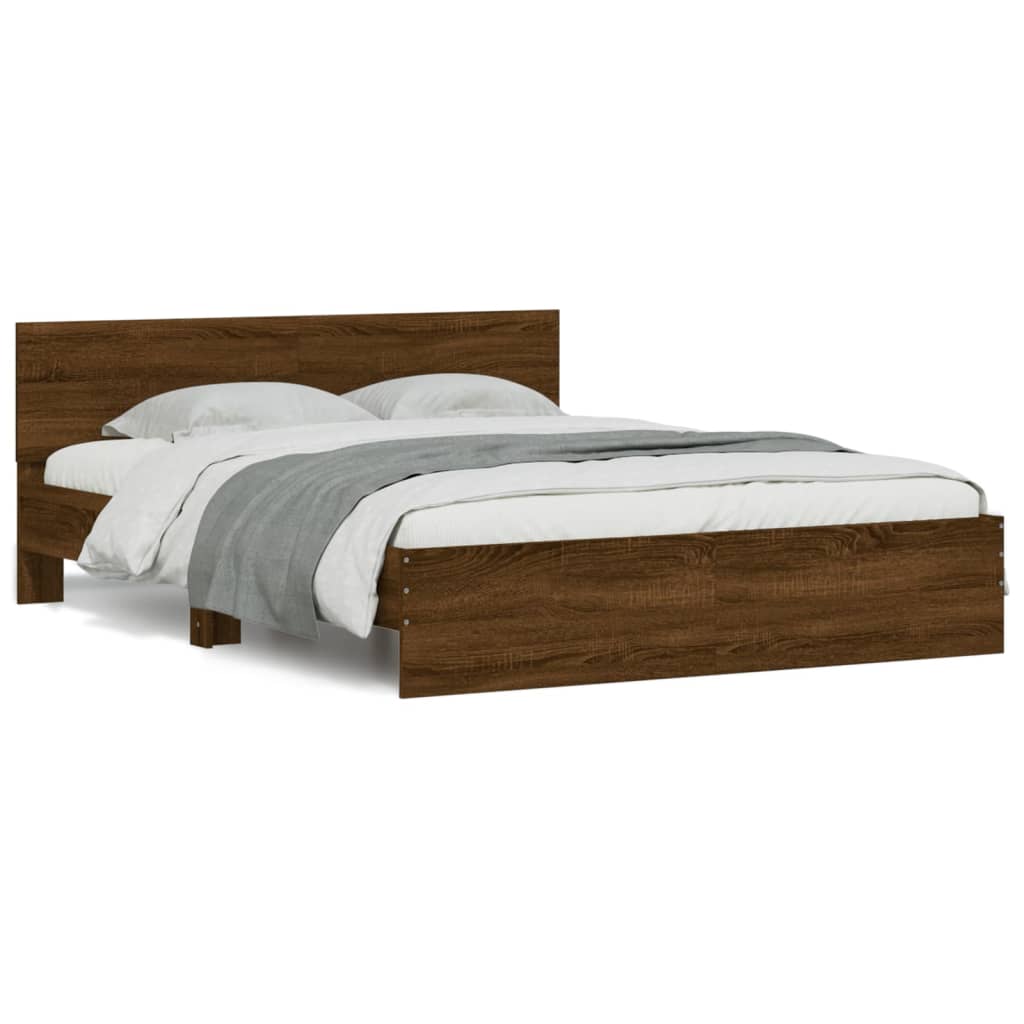 vidaXL gultas rāmis ar galvgali, brūna koka krāsa, 140x200 cm