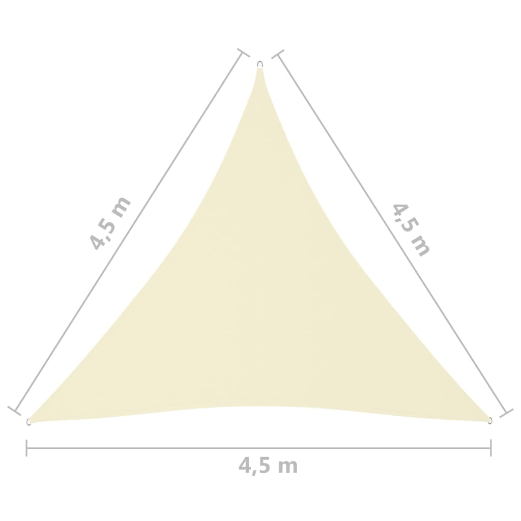 vidaXL saulessargs, 4,5x4,5x4,5 m, trijstūra, krēmkrāsas audums