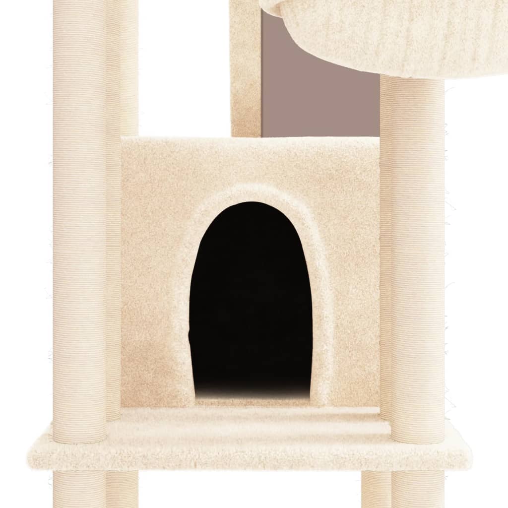 vidaXL kaķu māja ar sizala stabiem nagu asināšanai, 201 cm, bēša