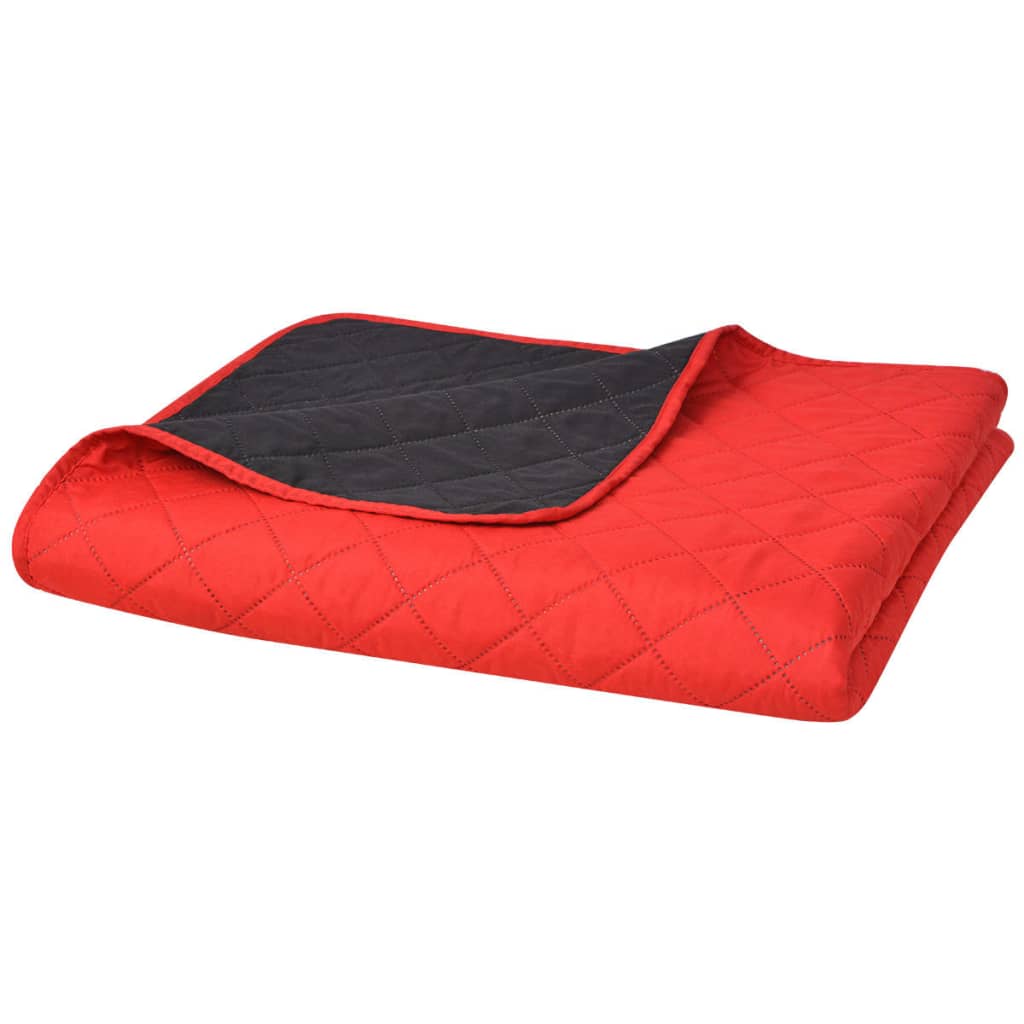 vidaXL divpusējs gultas pārklājs, 230x260 cm, sarkans ar melnu