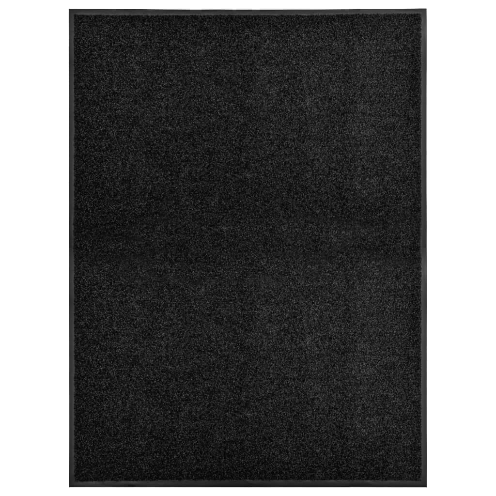 vidaXL durvju paklājs, mazgājams, melns, 90x120 cm