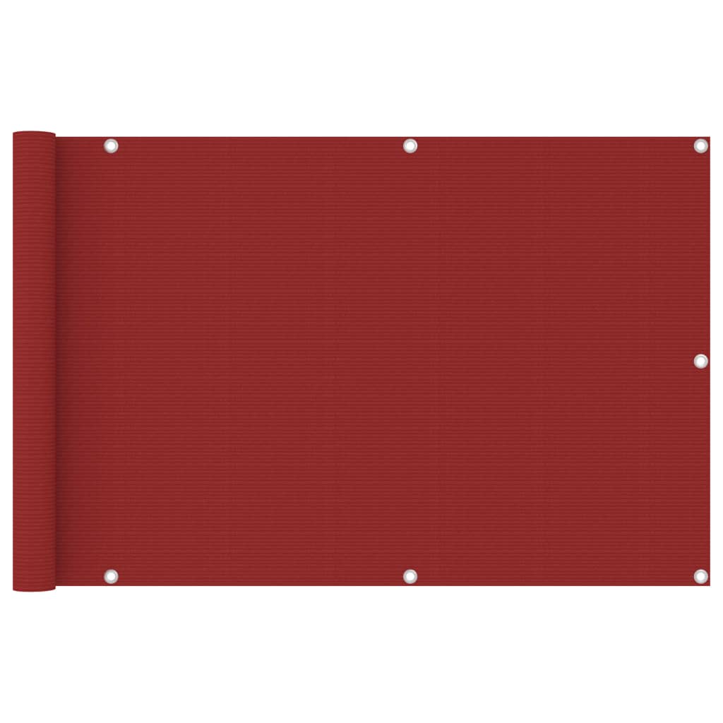 vidaXL balkona aizslietnis, 90x400 cm, sarkans HDPE