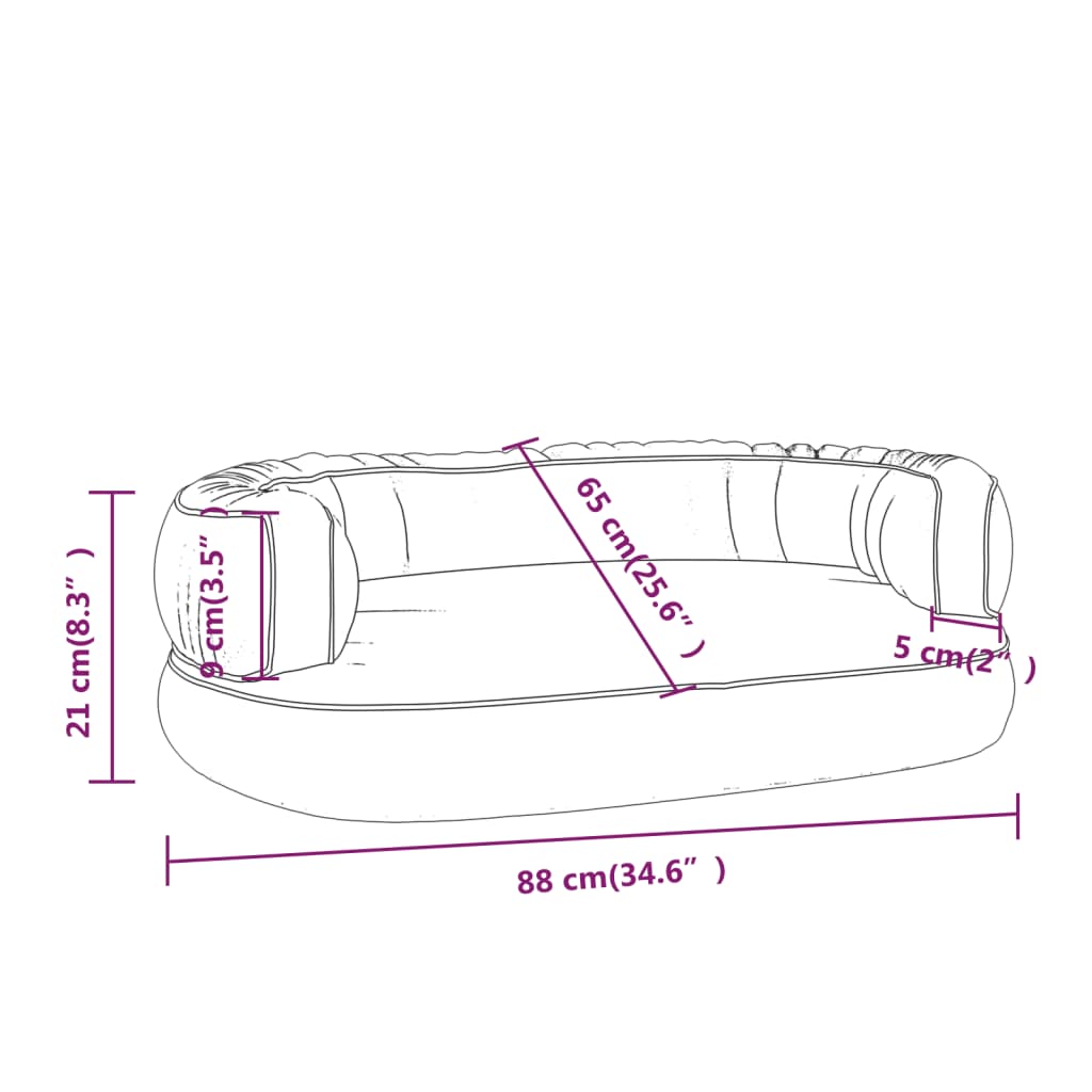 vidaXL ergonomiska suņu gulta, pelēka, 88x65 cm, mākslīgā āda