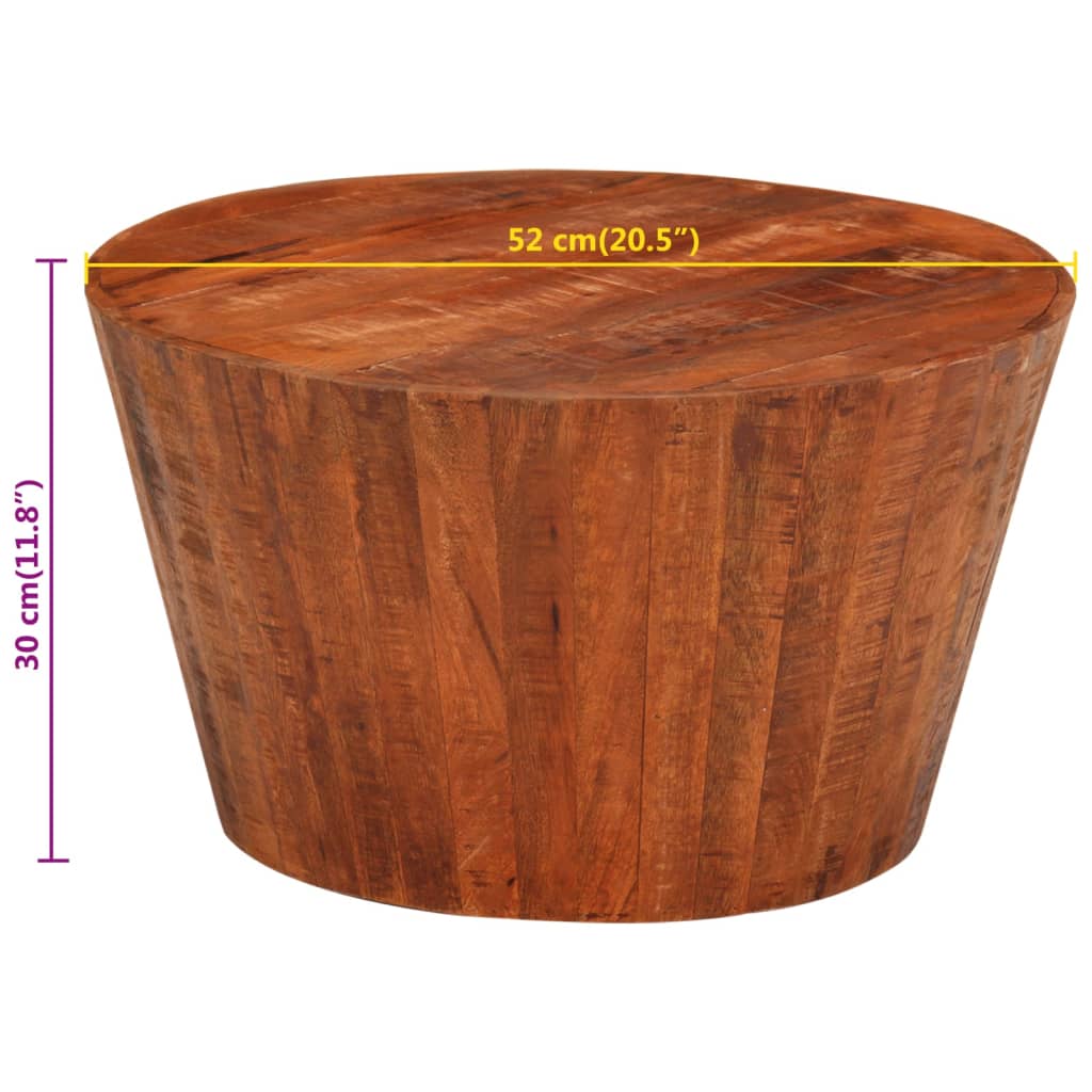 vidaXL kafijas galdiņš, Ø 52x30 cm, neapstrādāts mango masīvkoks
