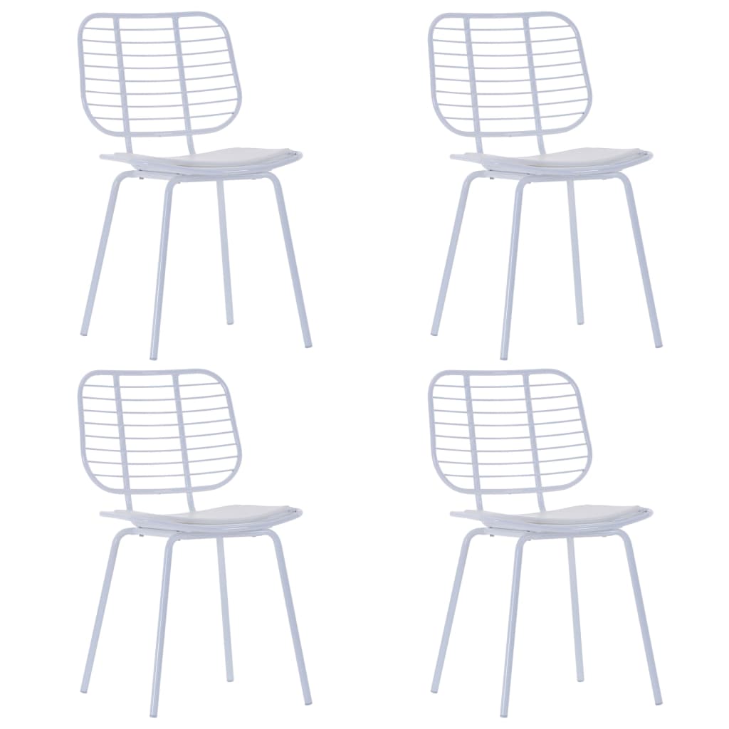 vidaXL krēsli ar mākslīgās ādas sēdekļiem, 4 gab., balts tērauds